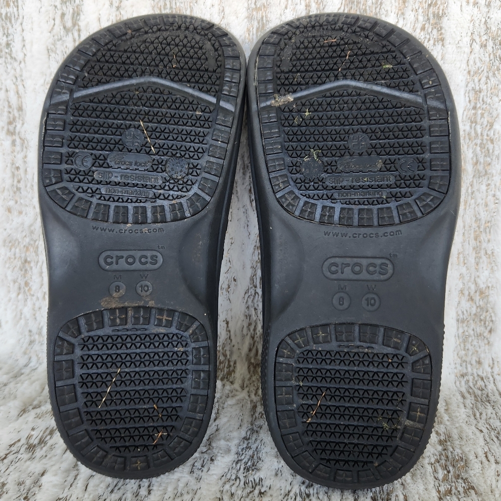 CROCS "On the Clock Slip On" Work Clogs Black Unisex Women's Size 10 Mens Size 8 - Picture 8 of 12